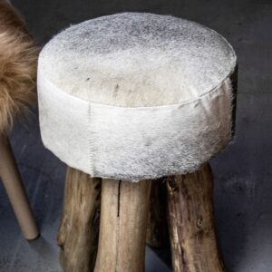 SGABELLO MUCCA BASSO TONDO GRIGIO