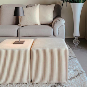 PUFF PANNA IN VELLUTO PLISSETTATO