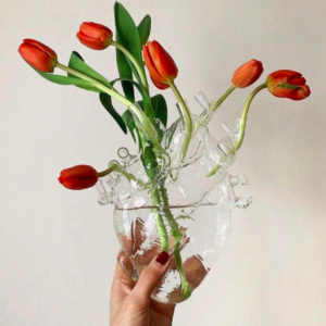 VASO IN VETRO CUORE "LOVE IN BLOOM"